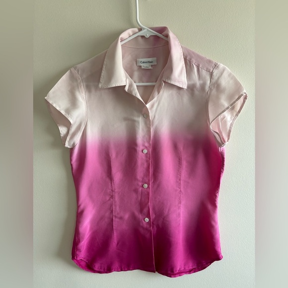 Calvin Klein silk ombre blouse white pink size US 6 - Picture 1 of 15